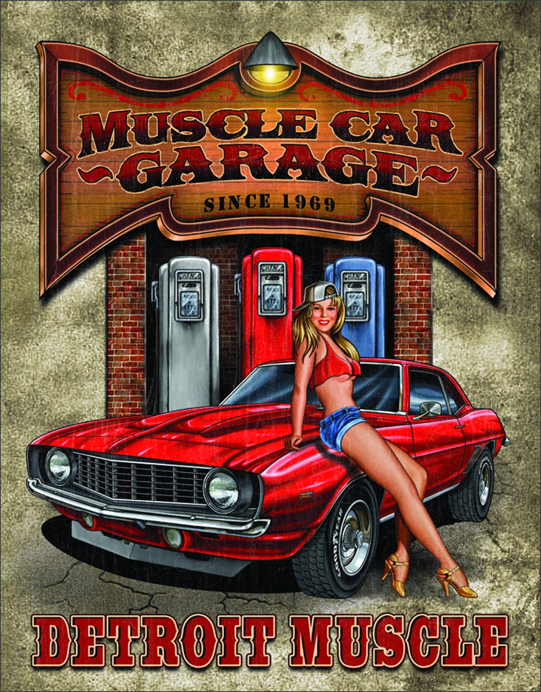 DS Large American Muscle Car Garage Vintage Retro Metal Tin Wall Plaque Sign 1568
