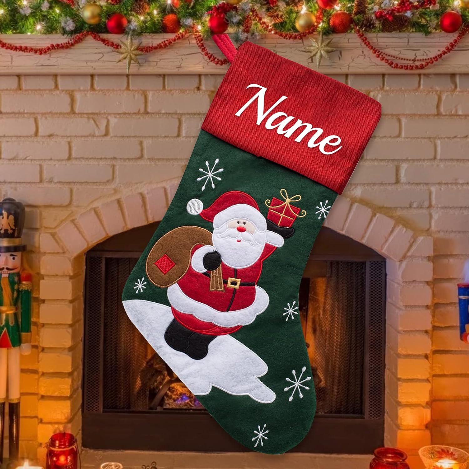 Stockings & Holders - VPkiirai Personalized Christmas Stockings Set of 1 Custom Christmas Stockings with Name Family Ornament for Xmas Holiday Decoration