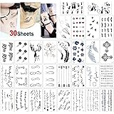 Konsait 30 Feuilles Tatouage Temporaire Pour Homme Femme