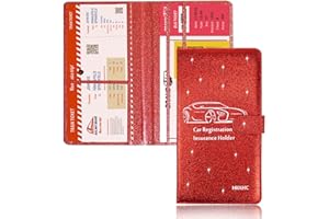 HIIXHC Car Registration and Insurance Card Holder - Leather Vehicle Glove Box Automobile Documents Paperwork Wallet Case Organizer for ID, Driver's License, Key Contact Information Cards