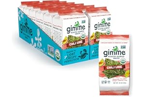 Gimme Seaweed Organic Premium Roasted Seaweed Snacks, Chili Lime, 12 Count Sharing Size, Keto, Vegan, Gluten-Free, Great Source of Omega3s and Iodine, Healthy On-The-Go Snack for Kids and Adults