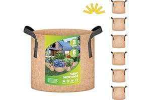 iPower Plant Grow Bag 3 Gallon 6-Pack Heavy Duty Fabric Pots, 300g Thick Nonwoven Fabric Containers Aeration with Nylon Handles, for Planting Vegetables, Fruits, Flowers,Tan 2024 Version