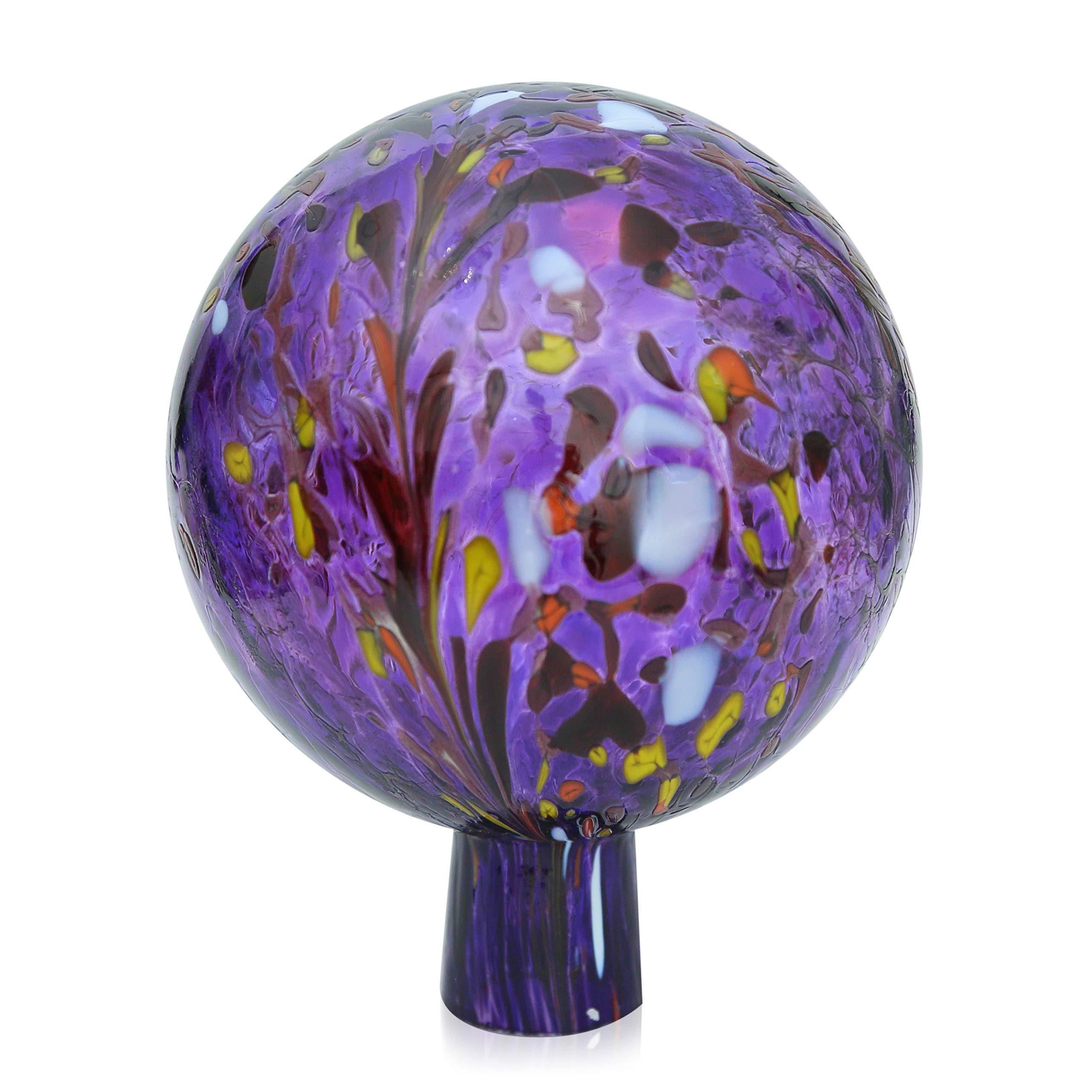Lauschaer Glas Garden Ball Rose Ball Made of Glass with Granules Hyacinth Blue Height 15 cm Diameter 12 cm Hand-Blown Hand Shaped