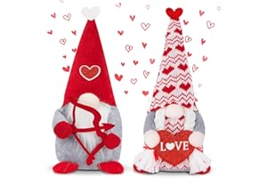 ZATAYE Valentines Day Decorations, 2 Pack Handmade Scandinavian Tomte Gnomes, Valentines Gnome Doll Tiered Tray Decorations, Plush Valentine Crafts Gnome, Sweet Valentines Day Doll for Him Her Kids Friends