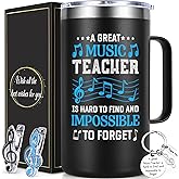 Lifecapido Music Teacher Gifts, 20oz Coffee Mug with Keychain Musical Note Clip, Birthday Christmas Music Teacher Appreciation Gifts for Men, Black