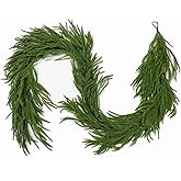 9FT Christmas Garland Norfolk Pine Garland Real Touch Artificial Greenery Garland for Mantle Fireplace Table Indoor Outdoor Holiday Decortions (Dark Green)