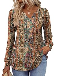 Zeagoo Boho Tops for Women Floral Blouse Dressy