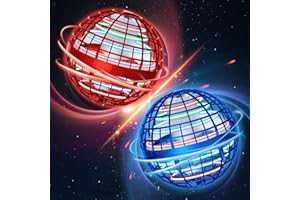 BADHACK 2025 Flying Orb Toy - Christmas Cool Novelty Gift Hover Galaxy Boomerang Hand Drone Magic Floating Ball Orbit Mini Outdoor Fidget Toy Stocking Stuffer for Kids Boys Girls Teens (Blue+Red)