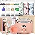 KOTAMU Wax Kit, Waxing Kit for Women Men Hair Removal, Digital Waxing Machine for Face Eyebrow Bikini Brazilian Leg Body &Sensitive Skin, Pink Wax Warmer With 44 Accessories for Home Salon Use