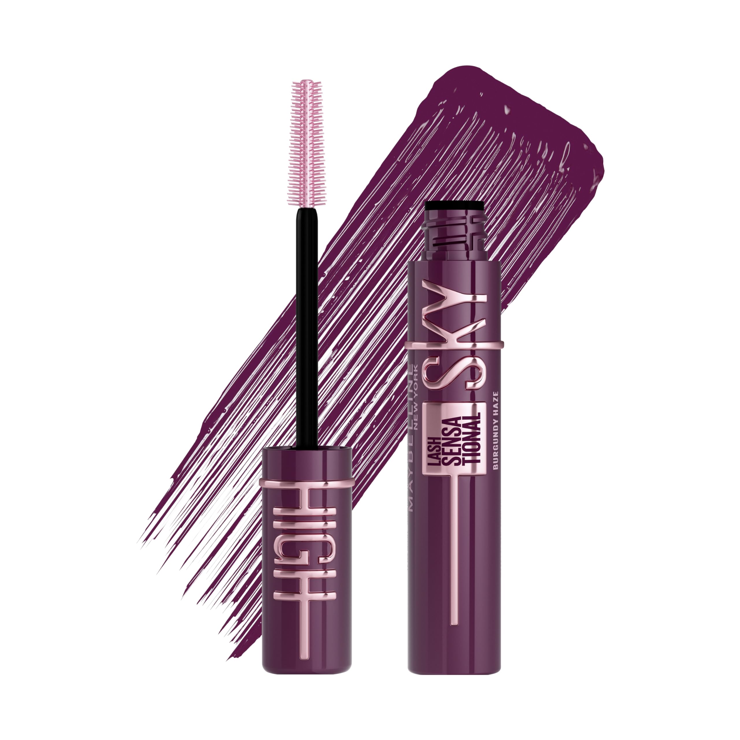 Maybelline New York Burgundy Wimperntusche für extrem lange Wimpern, Lash Sensational Sky High Mascara, Burgundy Haze, 7,2 ml