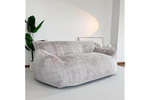 Giant Couch 2-Seater Sofa, Memory Foam Filled Floor Loveseat with Faux Fur Cover and Wide Armrests for Adults in Living Room,