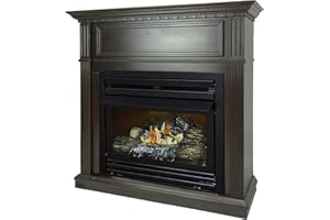 Pleasant Hearth 42 in. Natural Gas Intermediate Tobacco Vent Free Fireplace System 27,500 BTU
