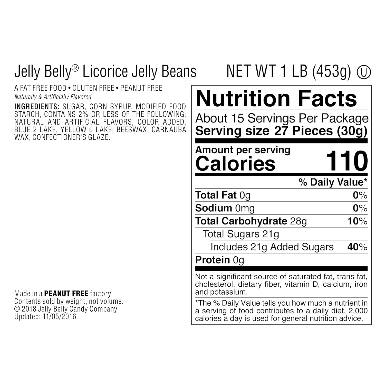 Jelly Belly Licorice Jelly Beans - 1 Pound (16 Ounces) Resealable Bag - Genuine, Official, Straight from the Source : Jelly Beans : Grocery & Gourmet Food