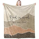 HIWX Boho Christian Blanket, God is Good All The Time Bible Verse Abstract Mountain Throw Blanket for Home Bedroom Living Room Couch Bed Decor, Christian Gifts for Women Faith, 50x60 Inches