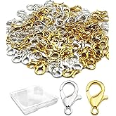 120 Pieces Stainless Steel Lobster Claw Clasps, PinCute Silver & Gold Bracelet Necklace Clasps, Lobster Claw Clasps for DIY Jewelry Findings Making (12x7mm)