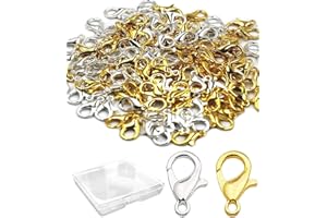 120 Pieces Stainless Steel Lobster Claw Clasps, PinCute Silver & Gold Bracelet Necklace Clasps, Lobster Claw Clasps for DIY Jewelry Findings Making (12x7mm)