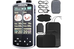 UTHLUSTY TENS Unit Muscle Stimulator with Color Display,Dual Channel TENS EMS Machine with Customizable Frequency&Pulse Width,36 Modes,20 Intensity Levels,Rechargeable Pain Relief Device–Black(Button Layout B)