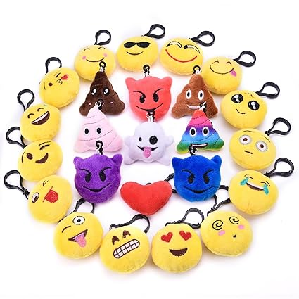 Emoji Colorful Mini Plush Pillows Keychain Pendants Set