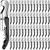 Waiter Corkscrew Wine Openers Heavy Duty Hinges Wine Key Bottle Opener All in One Double Hinged Waiter's Corkscrew with Foil Cutter Wine Tools for Bartenders Servers Sommelier (Black, 100 Pack)