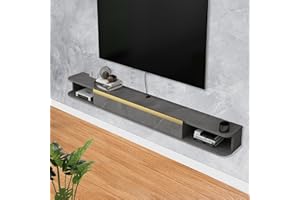 Bixiaomei Floating TV Stand, 55'' Wall Mounted Entertainment Center TV Media Console Shelves with Door, Large Storage TV Bench/Cabinet for Living Room (Dark Grey, 55.11IN)