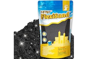 NiToy FlexiSand Value Pack Colored Moldable Self-Sticking Sand, Never Dries Out Fun for 3 Years and Up Kids, Bulk Refill for Sensory Sand Box Toys, Ideal for Shaping and Molding (2.2lbs, Black)