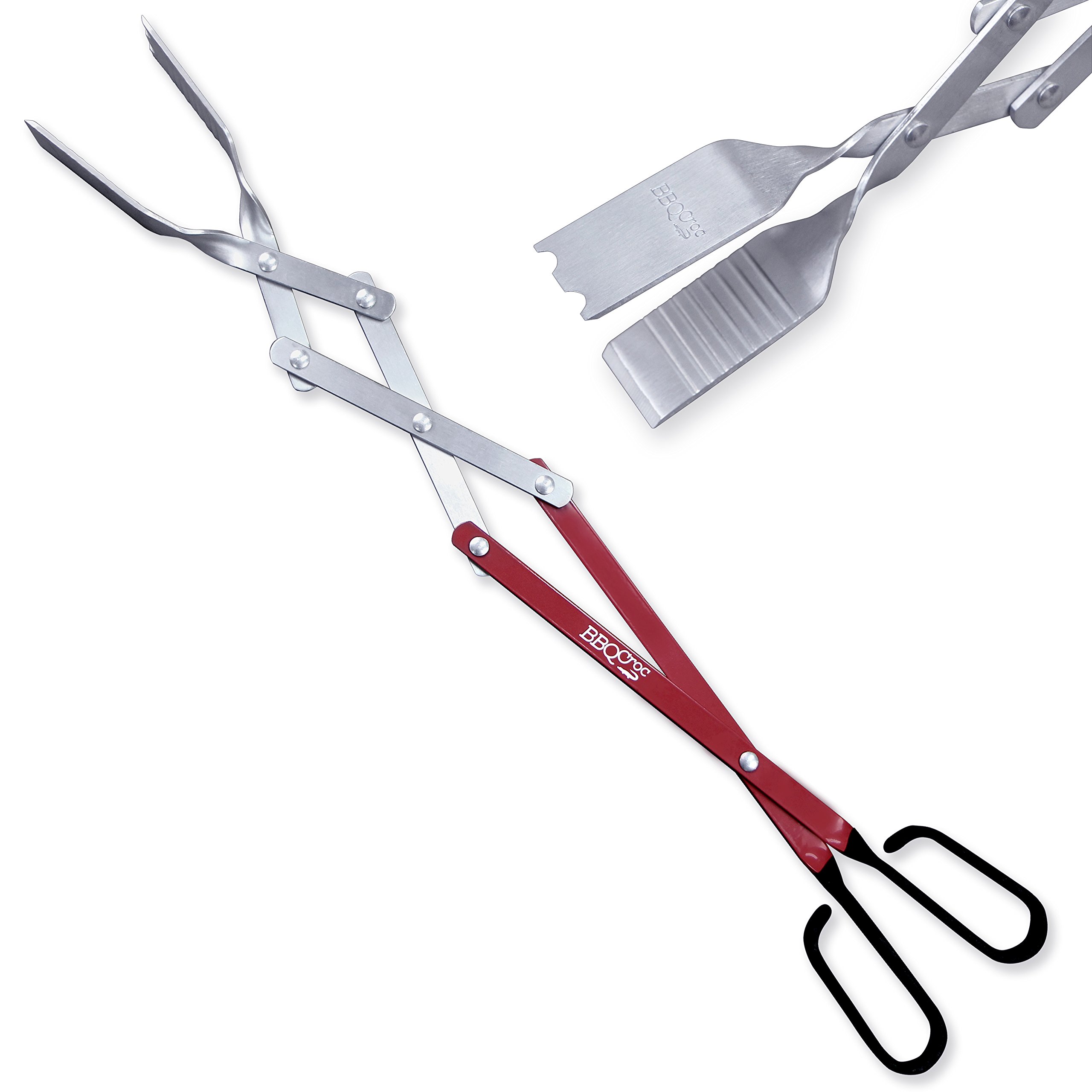 BBQCroc 3 in 1 Barbecue Tool 26inch Extra Light and Extra Long Tongs