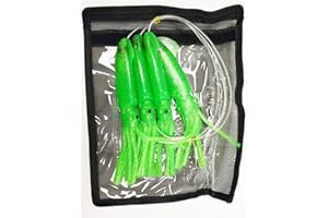 EAT MY TACKLE EatMyTackle 9 in. Squid Daisy Chain | 6 ft. Saltwater Fishing Teaser (Green)