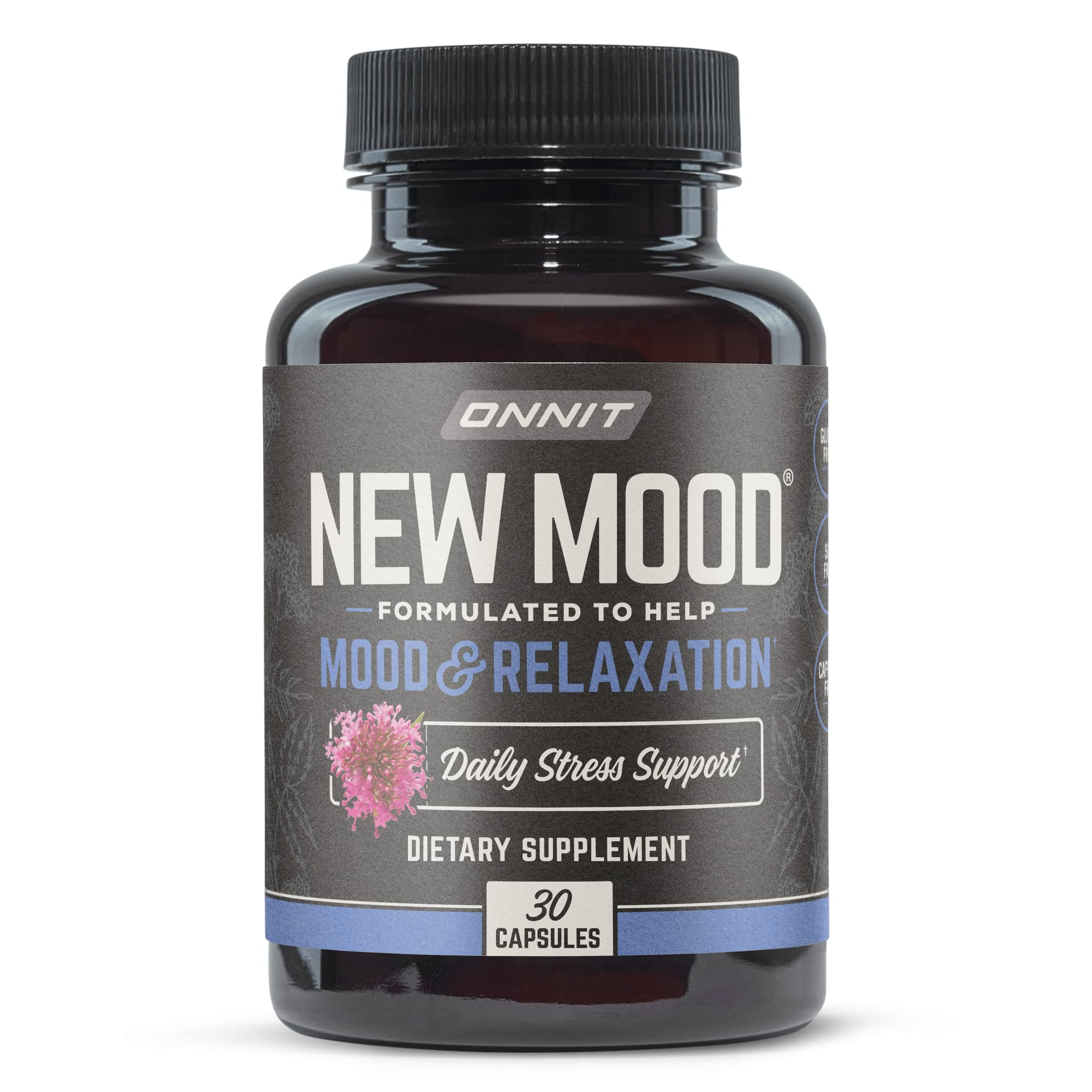 ONNIT New Mood Daily Stress Support Capsules, Sleep and Mood Support Supplement for Men and Women, Daily Stress Management Capsules, 30 Count