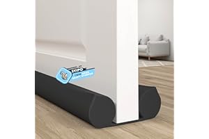 SYIPO Door Draft Stopper, Under Door Sound Blocker - Blocks Noise, Cold/Hot Air, Bugs, Smells, ect. Easy Install Sound Proof Bottom Door Gap Filler & Seal - Fits 30” to 38” Door, Black