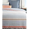 Madame Coco Bedspread Cotton and Polyester, Modern Fashions Bedspread, 63x87 Inch Blue/Beige