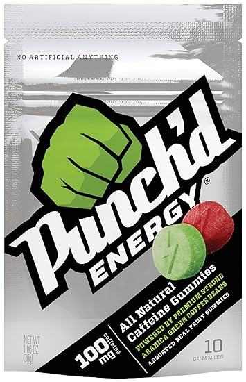 10-PACK Punchd Energy Natural Caffeine Gummies. Superfruit Gummies infused w/Premium Strong...