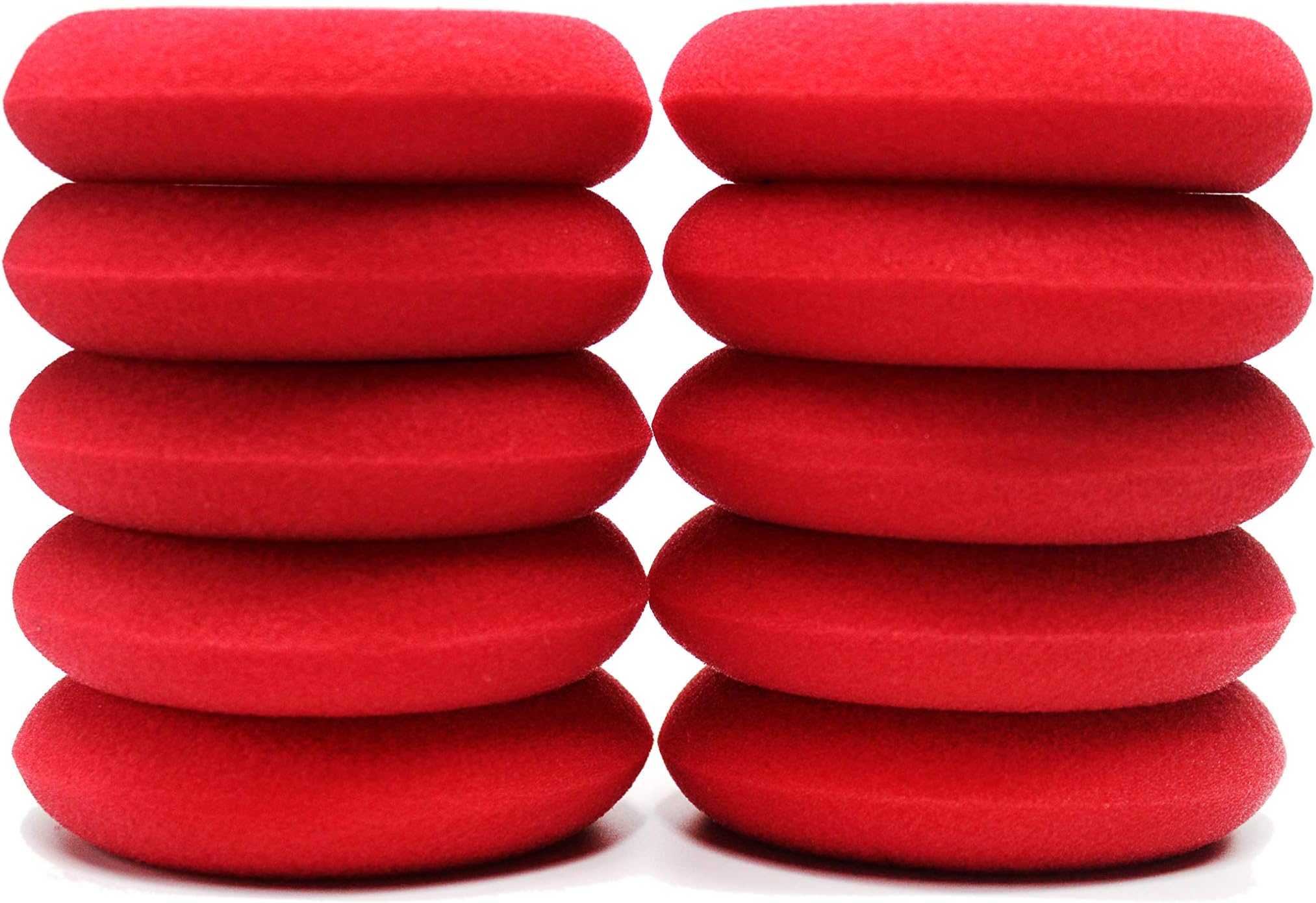 Maxshine 10PCS UFO Foam Applicator Pads Waxing Sponge for Car Detailing, Red, Dia: 10cm
