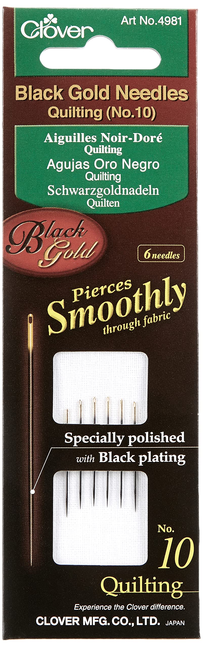 Clover Black Gold Needles: Quilting No 10