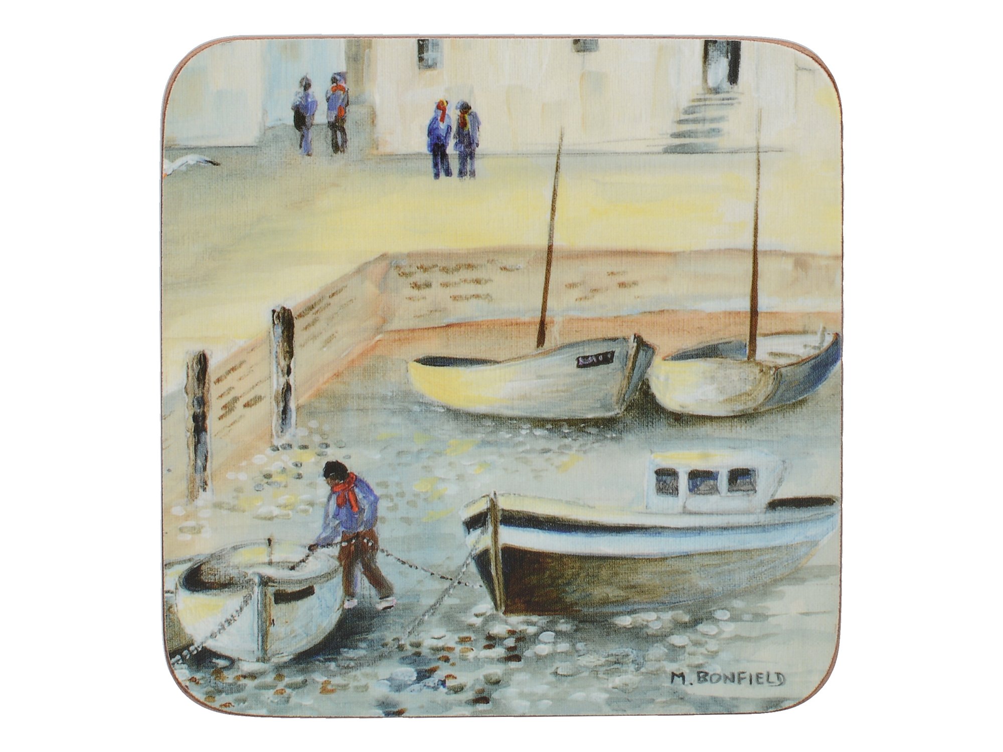 Creative Tops “Cornish Harbour” 4-Piece Set of Cork Backed Coasters, 10.5 x 10.5 cm (4" x 4")