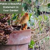 Muldale Robin Garden Ornament Mushrooms 13cm Resin Statue Outdoor view 2