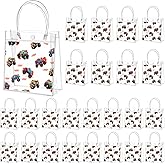 Tioncy 24Pcs Monster Truck themed Party Favor Bags Truck Goodie Bags Monster Car PVC Candy Treat Tote Clear Gift Bag with Handles for Kids Piñata Game Construction Racing Theme Birthday Party Supplies