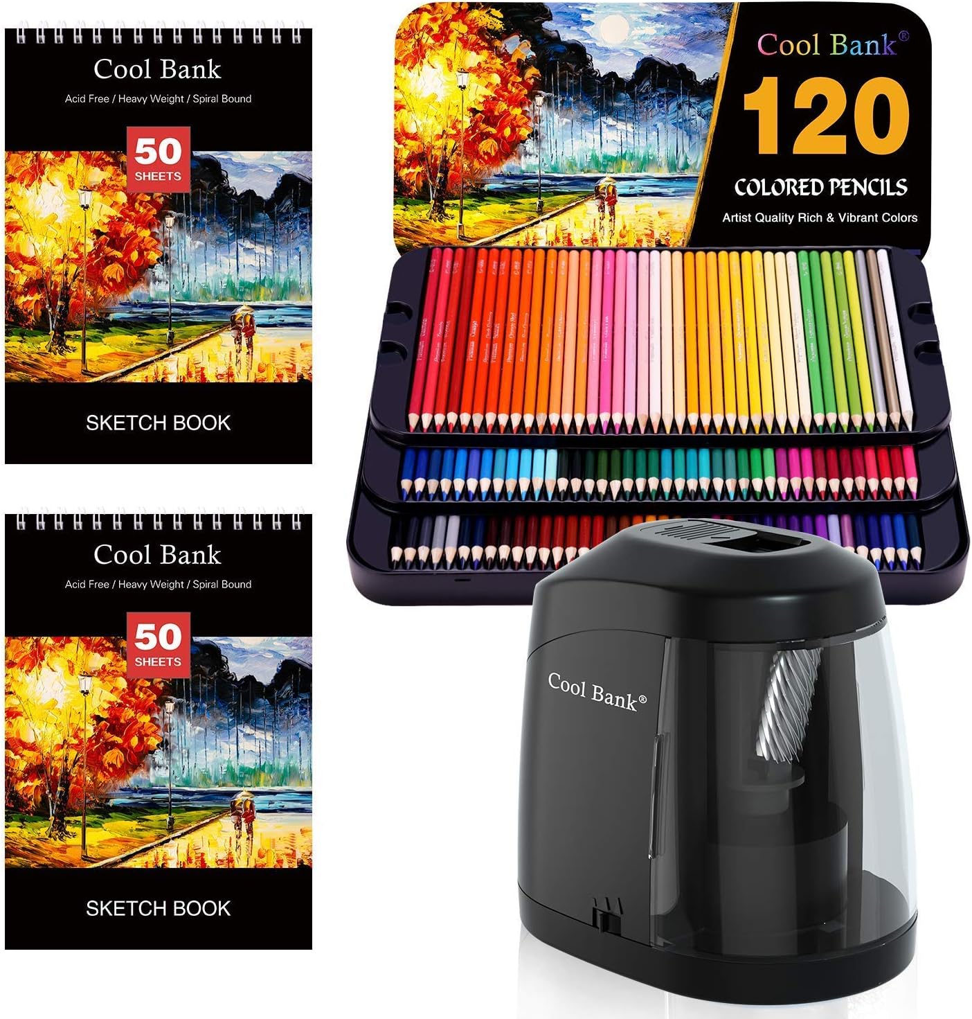 COOL BANK 120 Colored Pencils and Electric Pencil