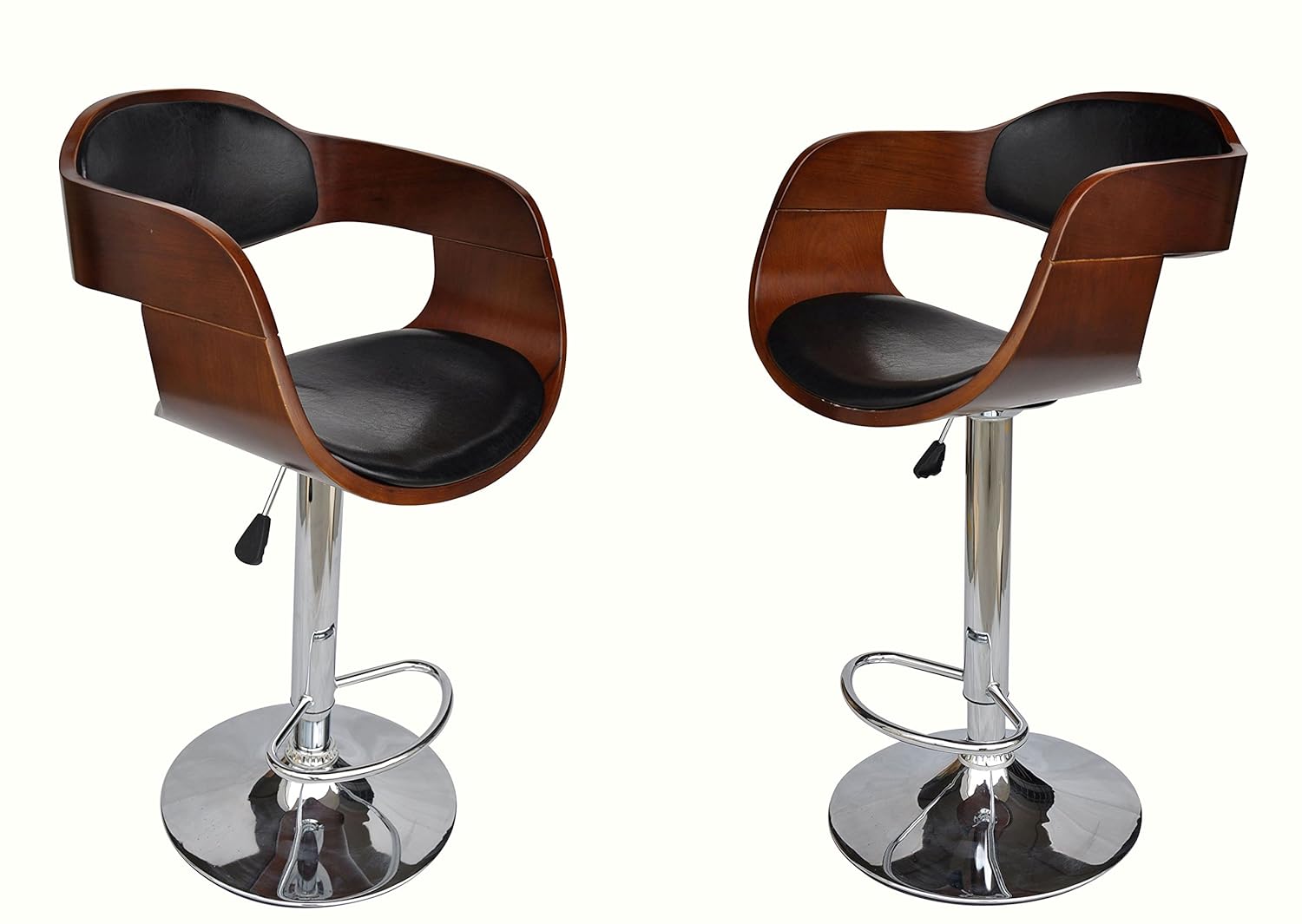 Harrod Walnut Padded Faux Leather Chrome Kitchen Breakfast Bar Stool