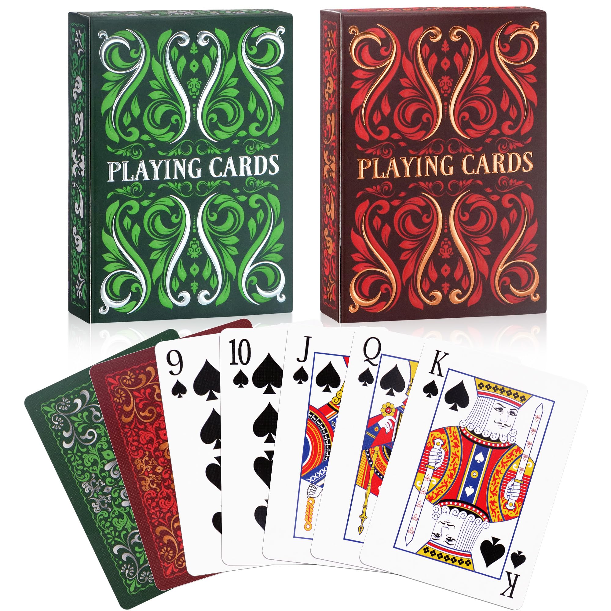Aomaic Playing Cards 2 Pack Standard Index Playing Card Premium Poker Set Card Games for Adults Deck of Playing Cards for Travel Camping Family Games Night Party Games