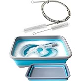 Hose and Mask for CPAP Cleaning Brush with Collapsible Wash Basin Bucket Tub - Essential Care Kit for CPAP Users, Suitable fo