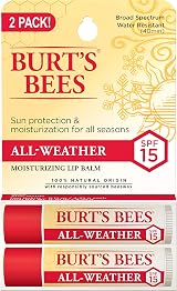 Burt's Bees All-Weather Moisturizing Lip Balm Twin Pack SPF 15 Unisex 2 x 0.15 view 1