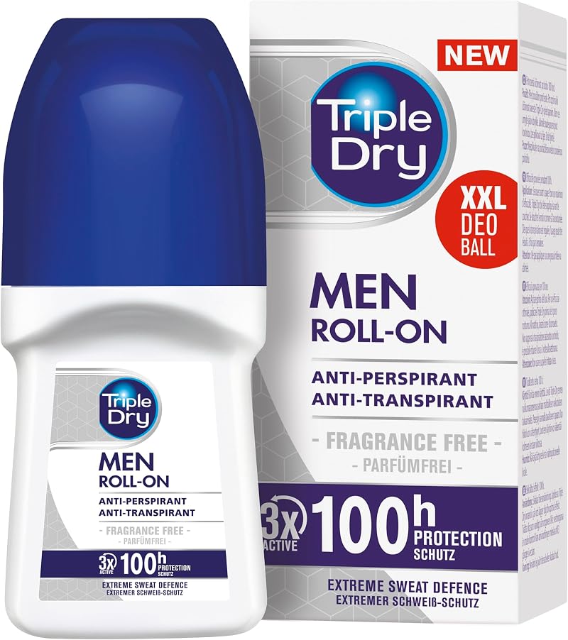 Triple Dry Original Roll On 50ml Fragrance Free Anti-Perspirant Male