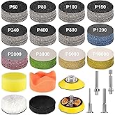 187 Pieces 2 Inch Sanding Disc, GOH DODD Hook and Loop Sanding Pads 60 to 10000 Wet Dry Sandpaper with 1/8" 1/4” Shank, Backi