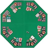 VIVOHOME Foldable 8-Player Texas Poker Card Tabletop Layout Portable Anti-Slip Rubber Board Game Mat with Cup Holders and Car