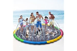 CONDERYANG 13 ft Giant Inflatable Splash Pad Extra Large 156" 2025 Update Non Slip Pad for Adults Large Dogs Pets Giant Thicken Sprinkler Pool Summer Outdoor Fun Backyard Fountain Play Mat (Cute Style)