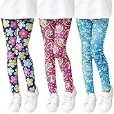 HSTiSan Girls' 3-Pack Printed Leggings Toddlers Active Stretch Leggings Little Kids Yoga Pants 3-10 Years