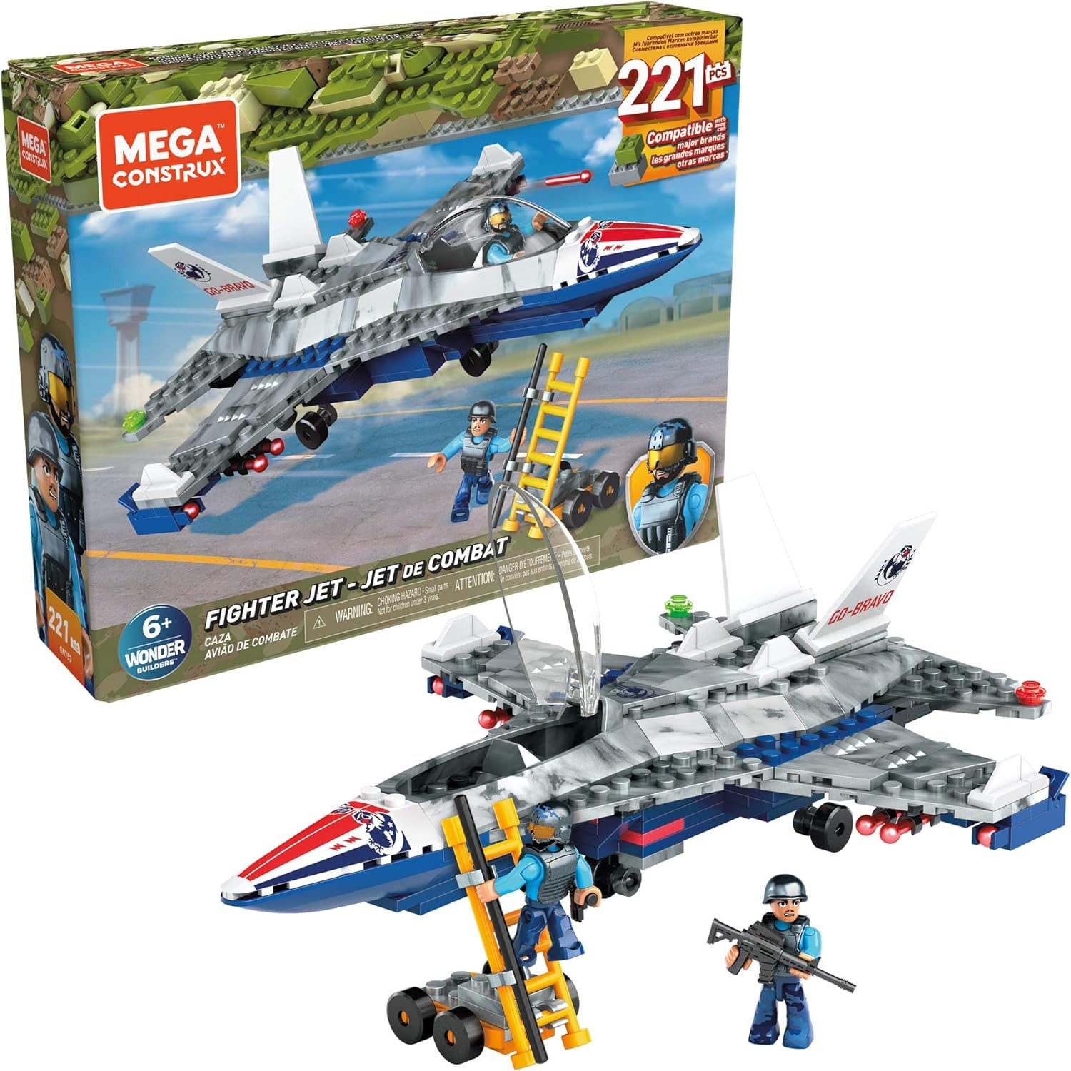 Mega Construx Fighter Jet Toy Airplane Building Set with