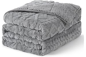 Topblan Weighted Blanket Queen Size 15lbs, Soft Jacquard Sherpa Heavy Blankets for Sleep Natural and Calming, Fluffy Cozy Sofa Bed Blanket for Winter, 60 x 80 inches