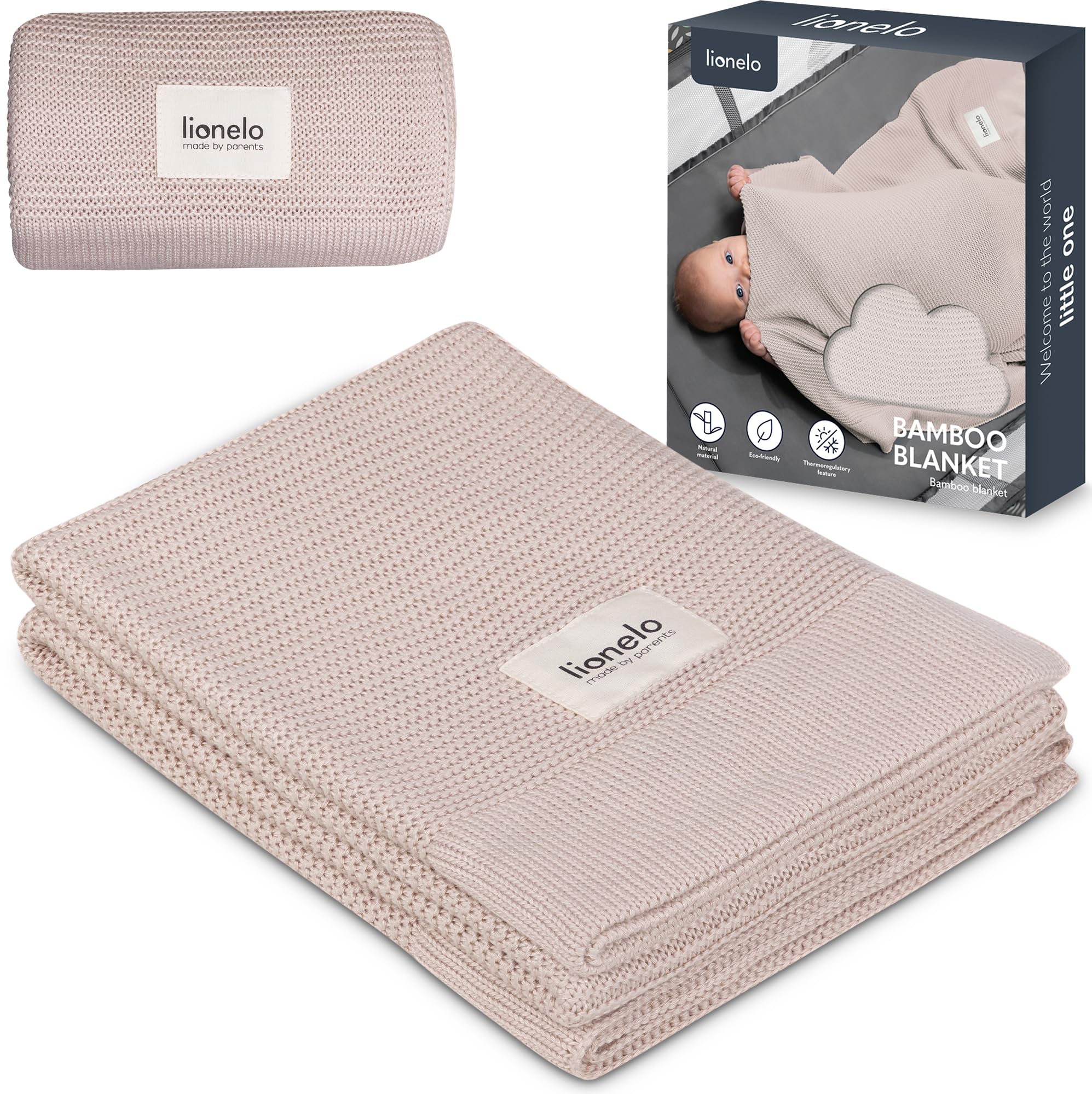 LIONELO Bamboo Blanket 100x75cm Lightweight Baby Blanket & Changing pad 100% Cotton Natural Soft Antibacterial Hypoallergenic Antifungal Perfect for yearound comfort Ideal for travel & nursery (Beige)