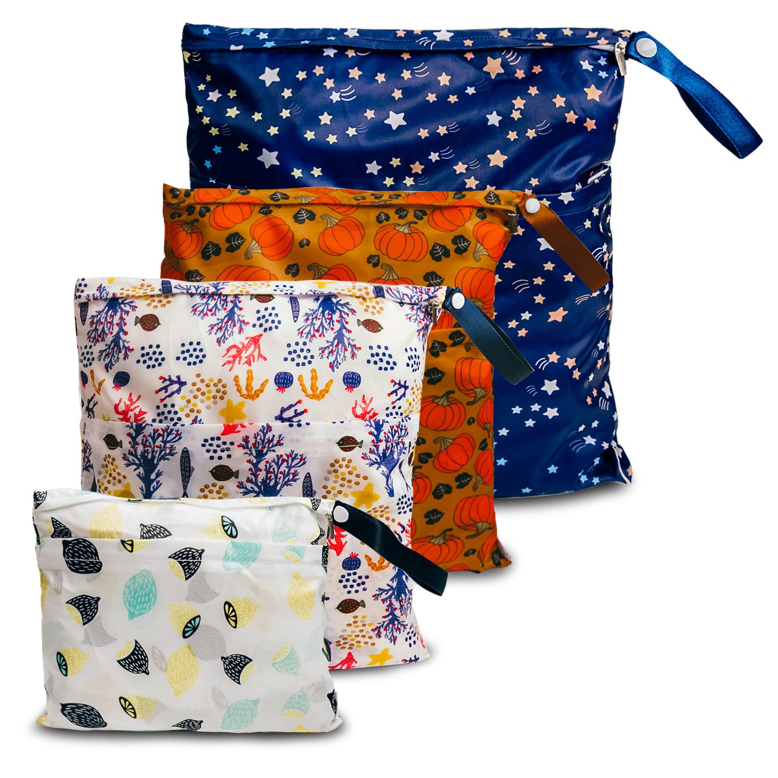 Joyo roy Wet Bag Nappy Bags Wet Bags for Swimming for Gym Beach Pool Travel Laundry Waterproof Bag Camping Wetsuit Drybags Waterproof Baby Large Cloth Nappy Pouch 2 Zipper Organisers Pouch SMML